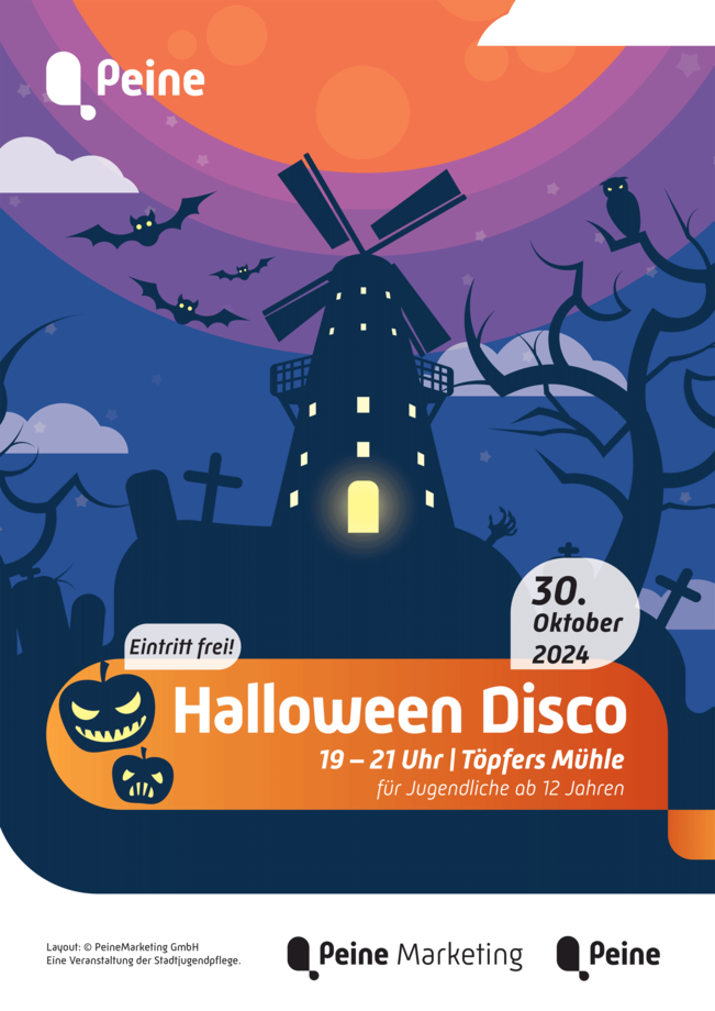 Halloween-Disco für Jugendliche ab 12 Jahren im Jugendfreizeitzentrum Töpfers Mühle